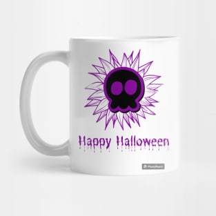 Happy Halloween Purple Sunflower & Skull Mug